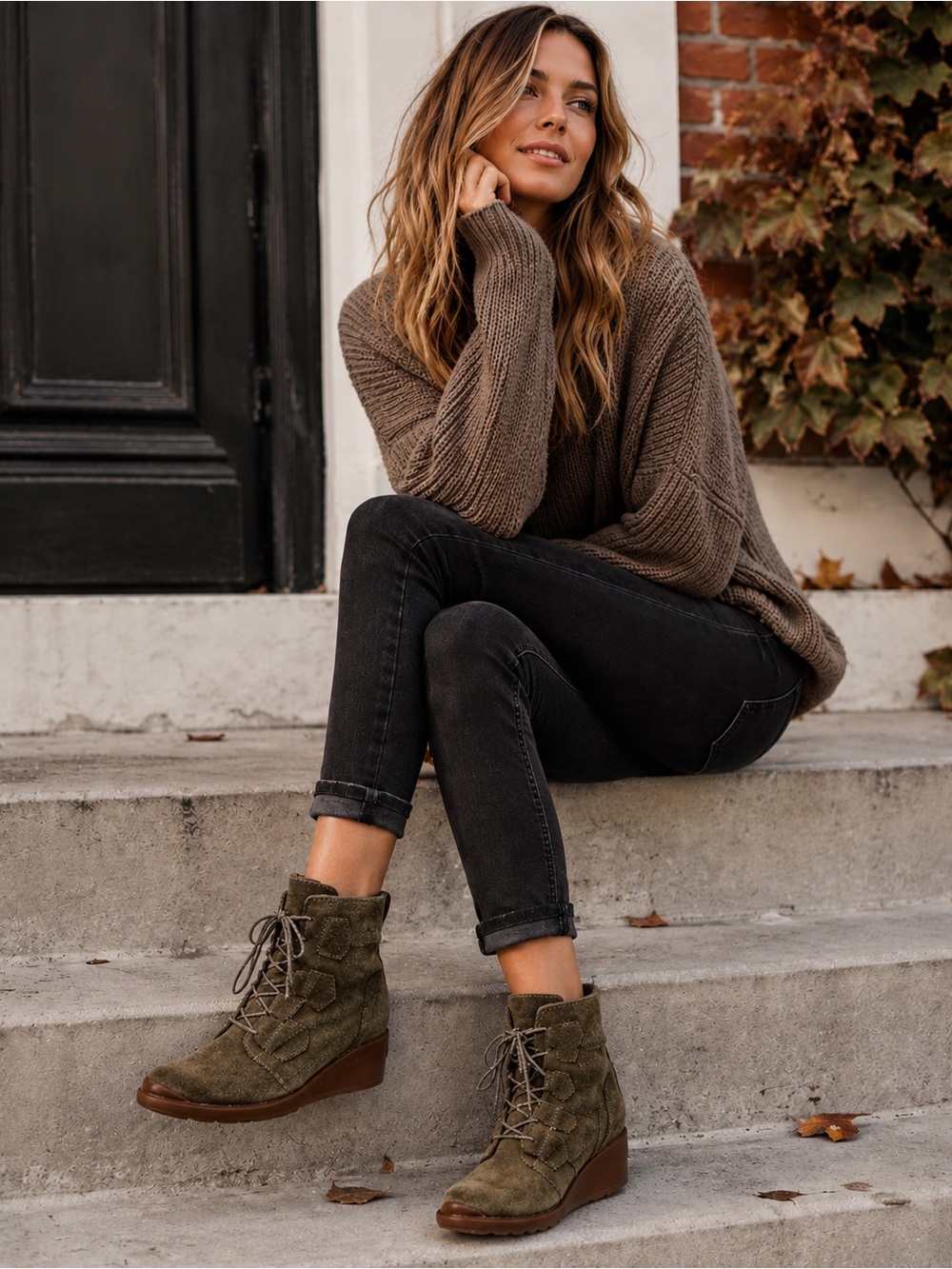 Sorel Toronto Lace Waterproof Suede Wedge Brown Comfort Outdoor Ankle Boots